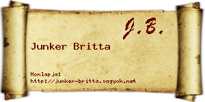 Junker Britta névjegykártya